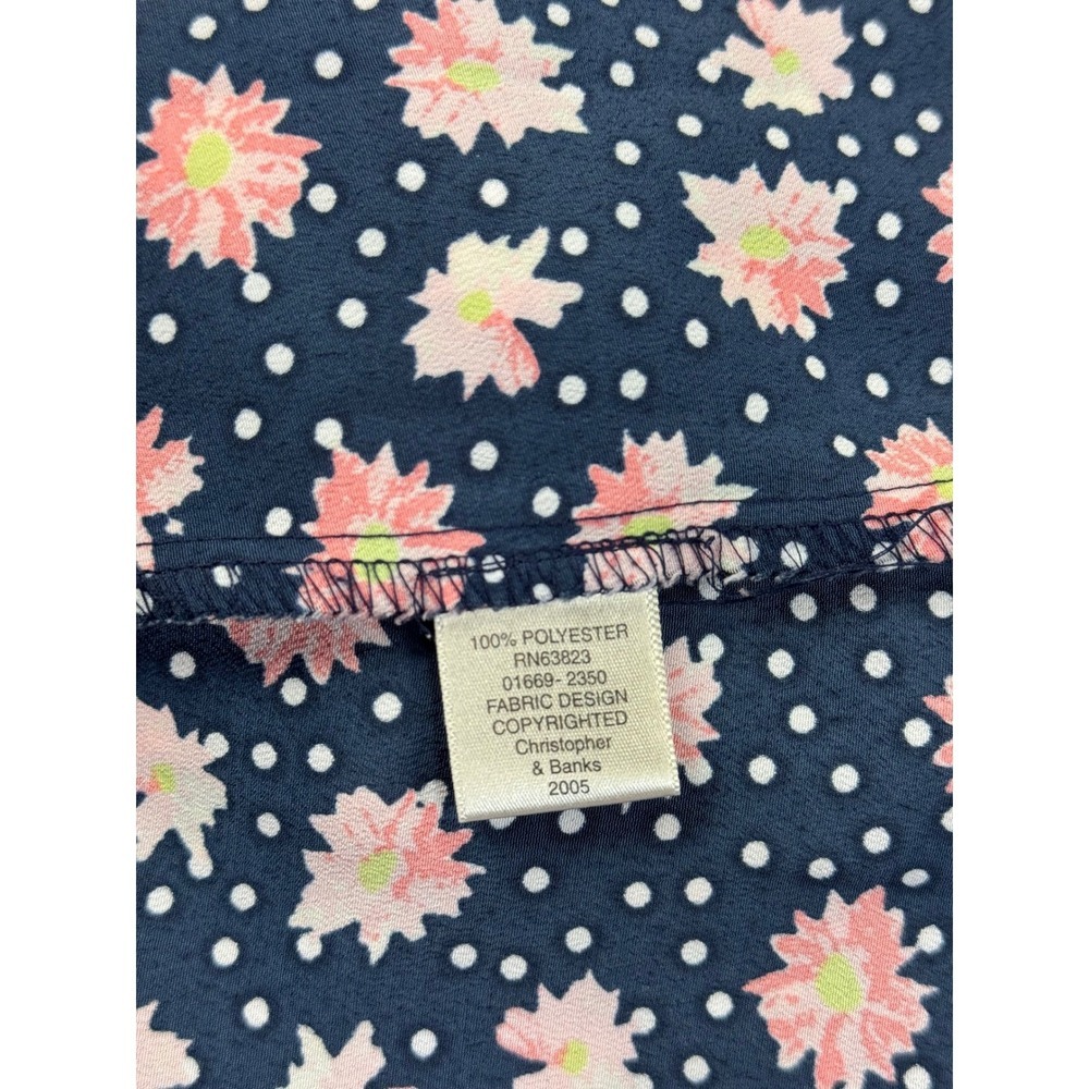 Christopher & Banks Floral maxi Dress Sleeveless Button Front Navy Pink 6 - Picture 7 of 8